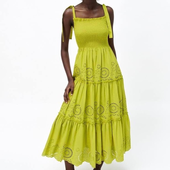 Zara Green Ruffled Tiered Maxi Sundress - Picture 1 of 4